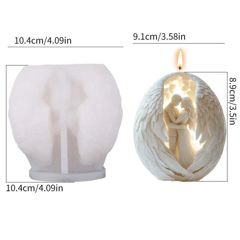 3D Angel Couple Candle Mold Romantic Silicone DIY Aromatherapy Craft Tool - 