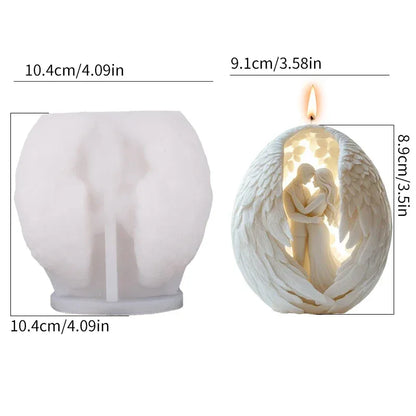 3D Angel Couple Candle Mold Romantic Silicone DIY Aromatherapy Craft Tool - 