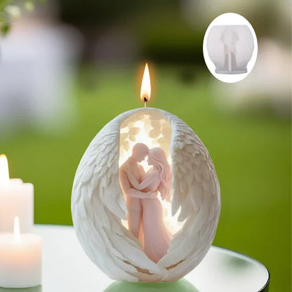 3D Angel Couple Candle Mold Romantic Silicone DIY Aromatherapy Craft Tool - 