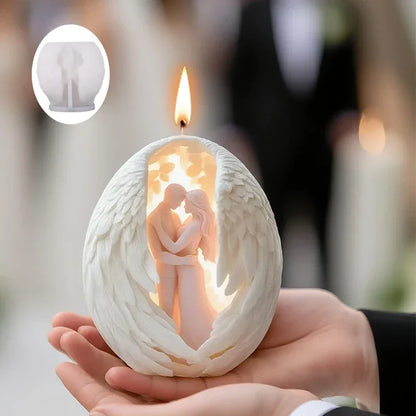 3D Angel Couple Candle Mold Romantic Silicone DIY Aromatherapy Craft Tool - 