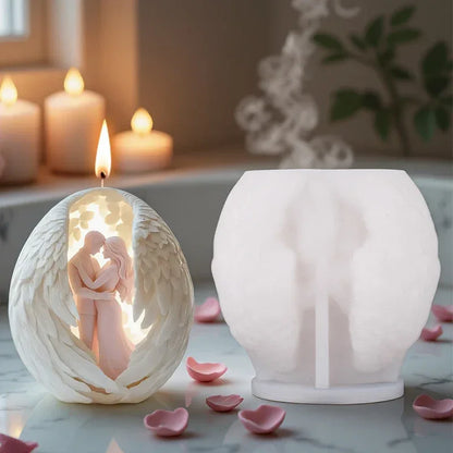 3D Angel Couple Candle Mold Romantic Silicone DIY Aromatherapy Craft Tool - 