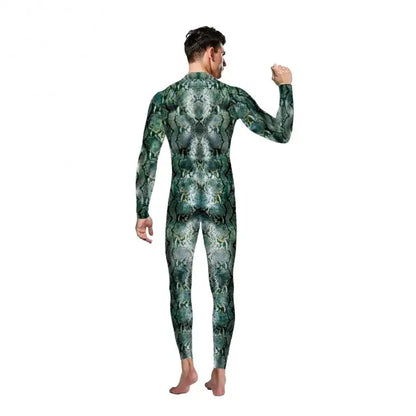 3D Animal Print Jumpsuit Snake & Tiger Spandex Cosplay Bodysuit - Tiger Male / S