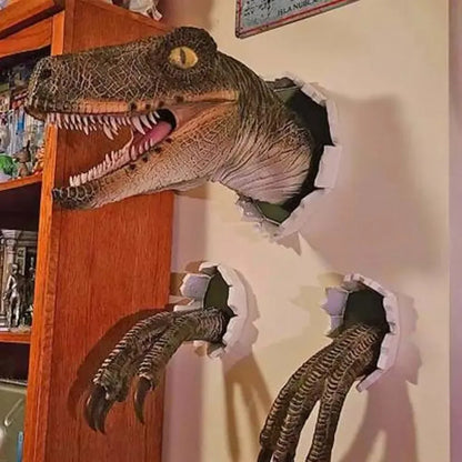 3D Dinosaur Wall Sculpture – T-Rex Breakthrough Wall Decor with Claws - 