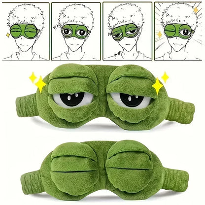 3D Frog Sleep Mask Soft Plush Cartoon Eyeshade for Travel & Office - 