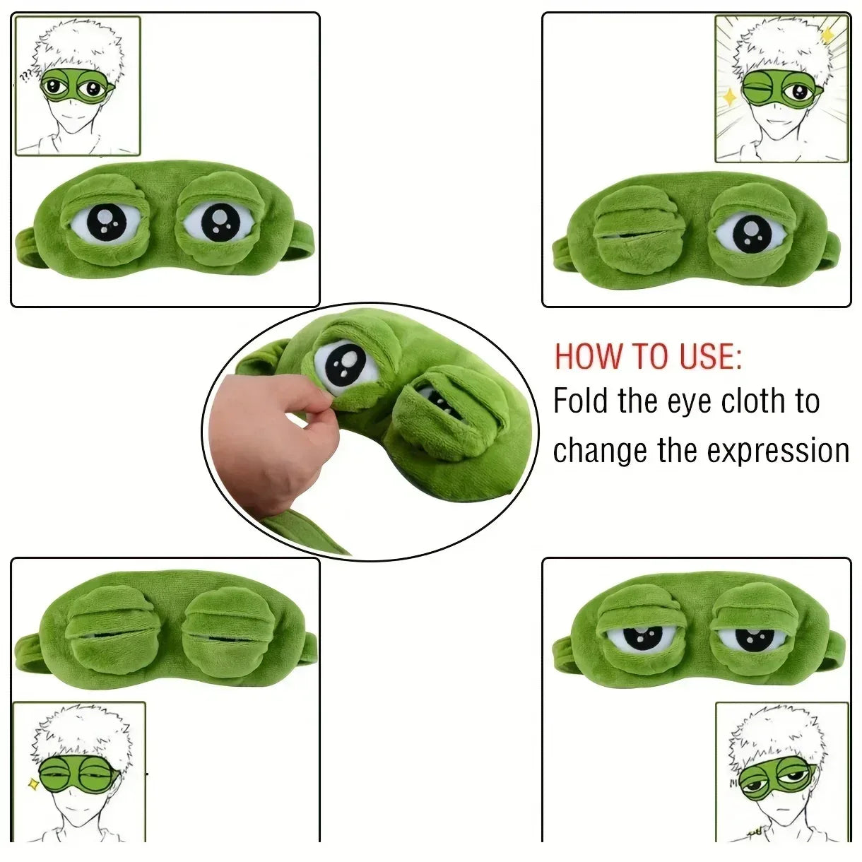 3D Frog Sleep Mask Soft Plush Cartoon Eyeshade for Travel & Office - 