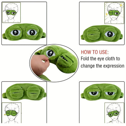 3D Frog Sleep Mask Soft Plush Cartoon Eyeshade for Travel & Office - 