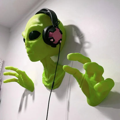 3D Green Alien Wall Sculpture – Extraterrestrial Breakthrough Wall Decor - 