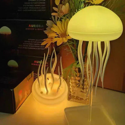 3D Movable Jellyfish Smart Lamp Voice Control RGB Anime Night Light - Transparent Base