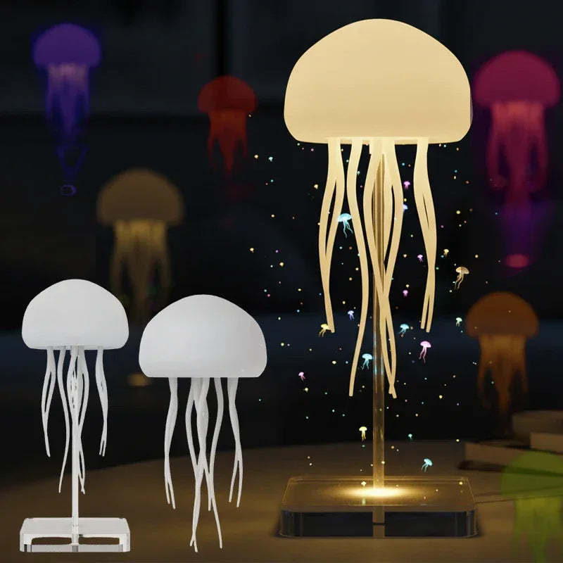 3D Movable Jellyfish Smart Lamp Voice Control RGB Anime Night Light - Transparent Base