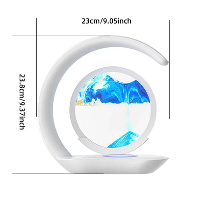 3D Quicksand Table Lamp 15W Wireless Charging Hourglass Night Light - Blue