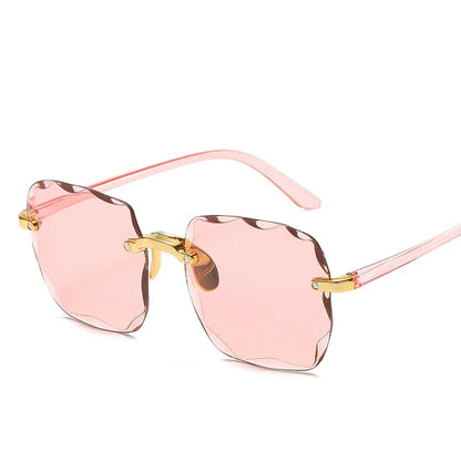 3PCS Square Rimless Sunglasses Luxury Designer Shades for Women - 