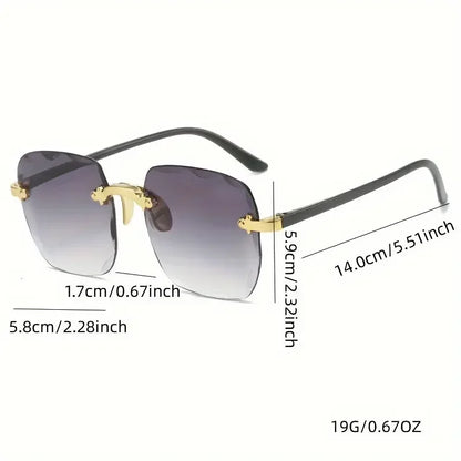3PCS Square Rimless Sunglasses Luxury Designer Shades for Women - 