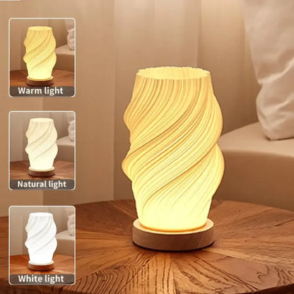 3D Pleated LED Desk Lamp 3-Color, 3-Level Dimmable Bedside Light - Modern Style - A