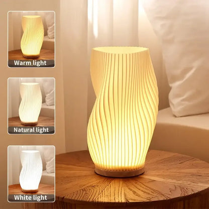 3D Pleated LED Desk Lamp 3-Color, 3-Level Dimmable Bedside Light - Modern Style - B