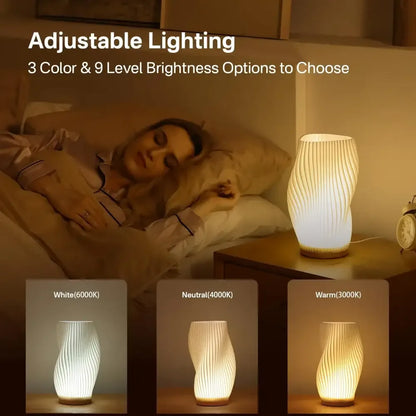 3D Pleated LED Desk Lamp 3-Color, 3-Level Dimmable Bedside Light - Modern Style - A