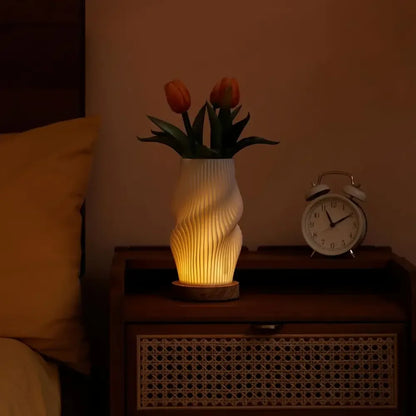 3D Pleated LED Desk Lamp 3-Color, 3-Level Dimmable Bedside Light - Modern Style - A