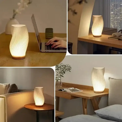 3D Pleated LED Desk Lamp 3-Color, 3-Level Dimmable Bedside Light - Modern Style - A