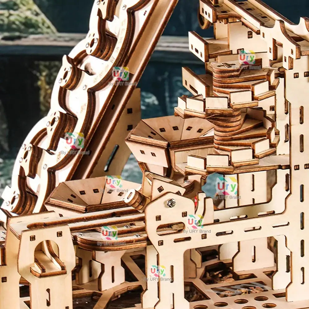 3D Wooden Puzzle Electric Track Device Marble Run Set with Counter Current Compass