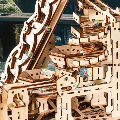 3D Wooden Puzzle Electric Track Device Marble Run Set with Counter Current Compass - 