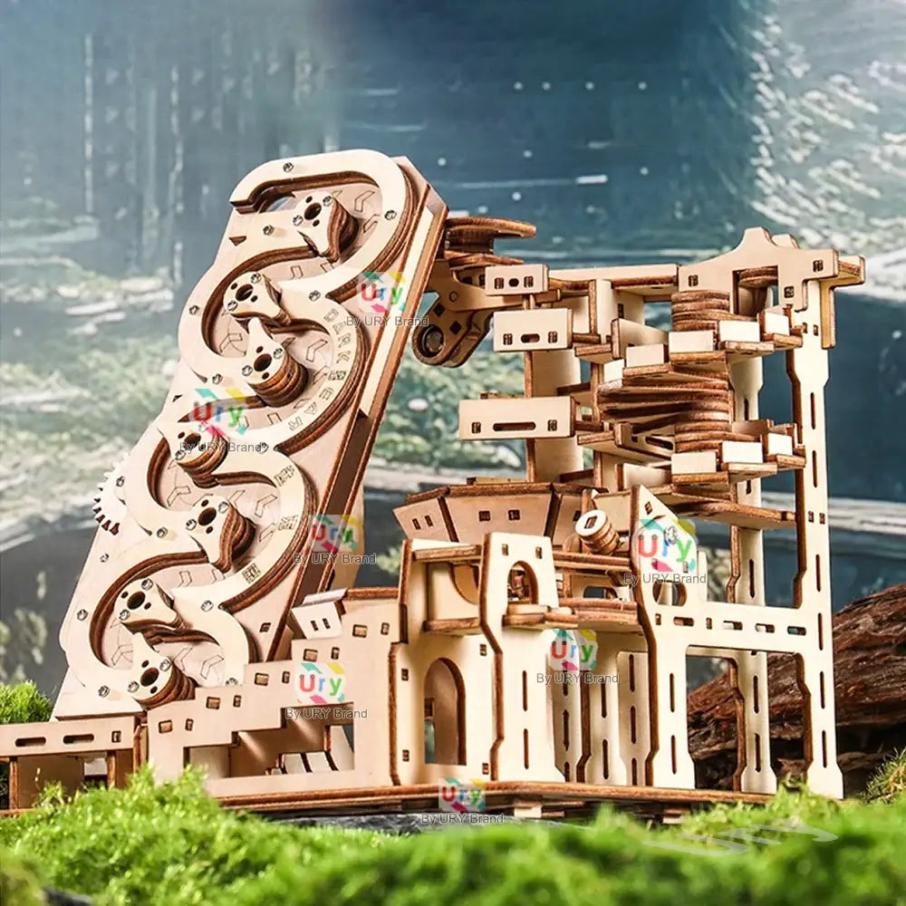 3D Wooden Puzzle Electric Track Device Marble Run Set with Counter Current Compass