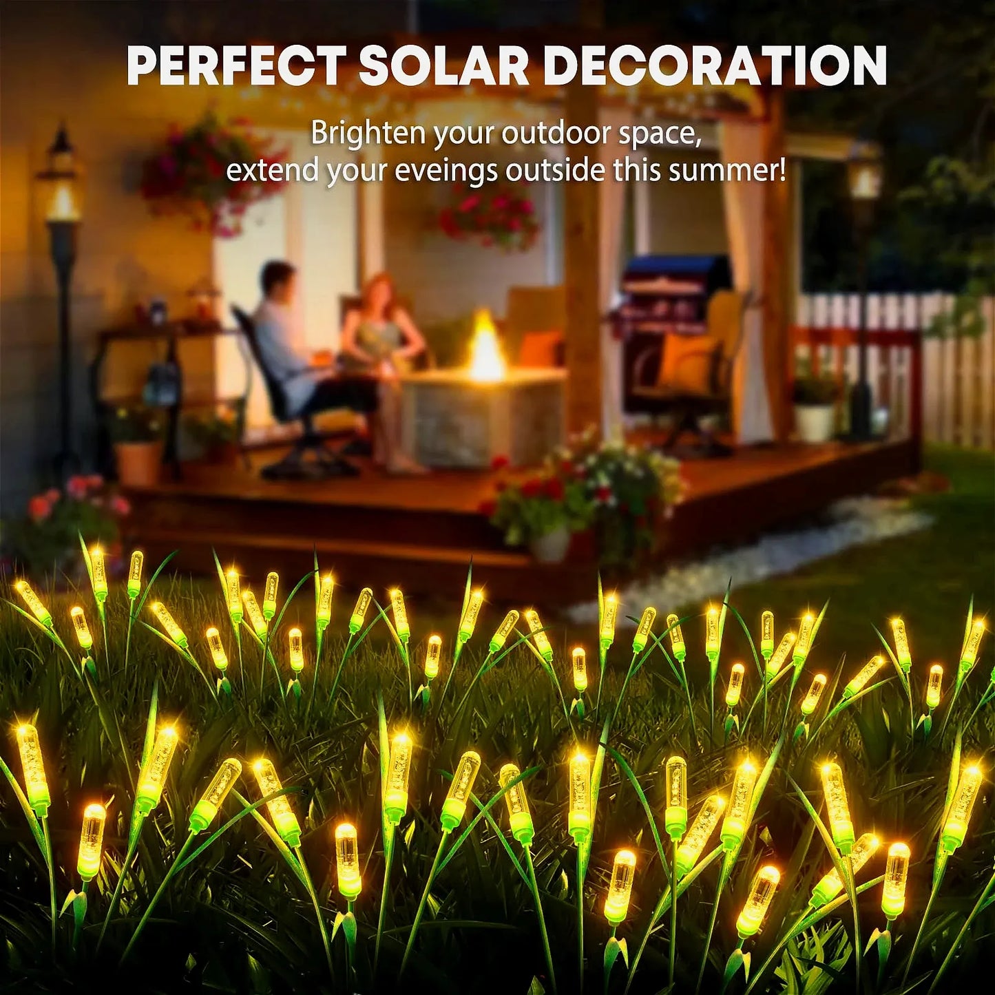 4/8 Pcs Solar Reed Garden Lights | IP44 Waterproof, Auto-On LED for Pathway & Holiday Decor