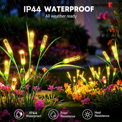 4/8 Pcs Solar Reed Garden Lights | IP44 Waterproof, Auto-On LED for Pathway & Holiday Decor
