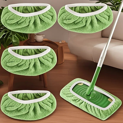 4-Pack Reusable Microfiber Mop Pads High Absorption Non-Woven Cleaning Pads - 4 Packs Green