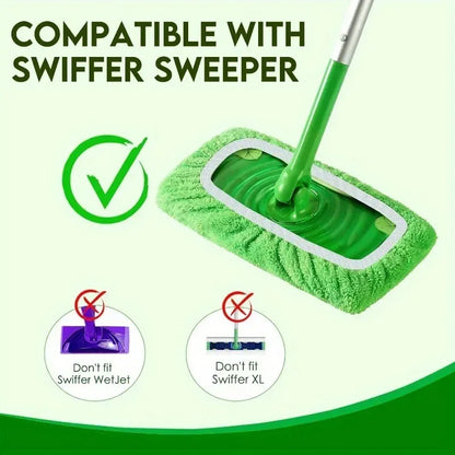 4-Pack Reusable Microfiber Mop Pads High Absorption Non-Woven Cleaning Pads - 4 Packs Green