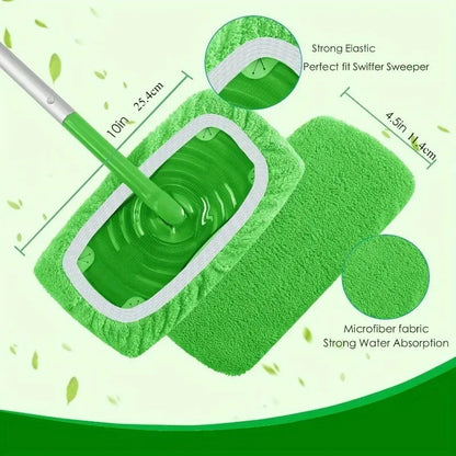 4-Pack Reusable Microfiber Mop Pads High Absorption Non-Woven Cleaning Pads - 4 Packs Green