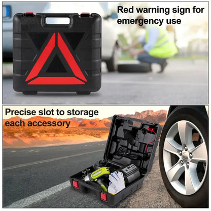 4-in-1 Electric Car Jack Kit 12V 5T Portable Hydraulic Jack with Impact Wrench, Tire Inflator & LED Light for Emergency Car Repair - 