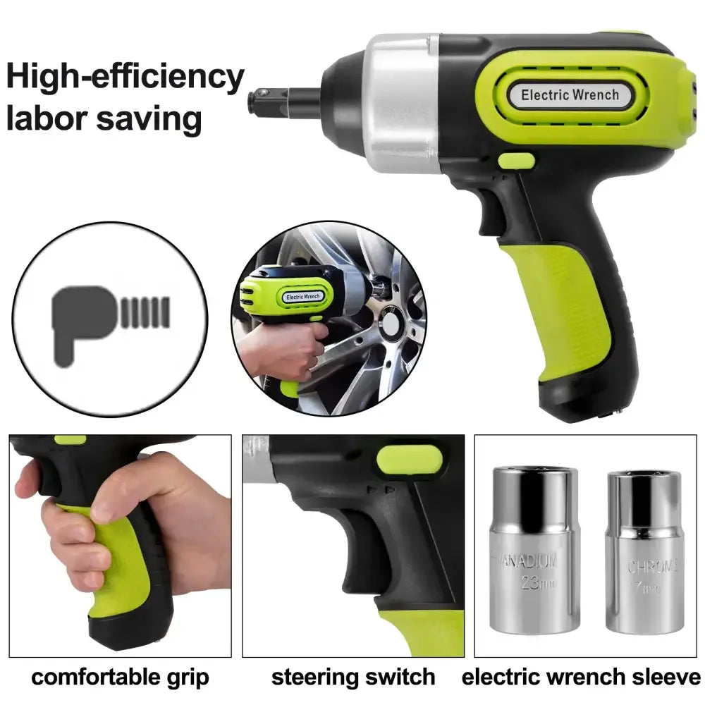 4-in-1 Electric Car Jack Kit 12V 5T Portable Hydraulic Jack with Impact Wrench, Tire Inflator & LED Light for Emergency Car Repair - 