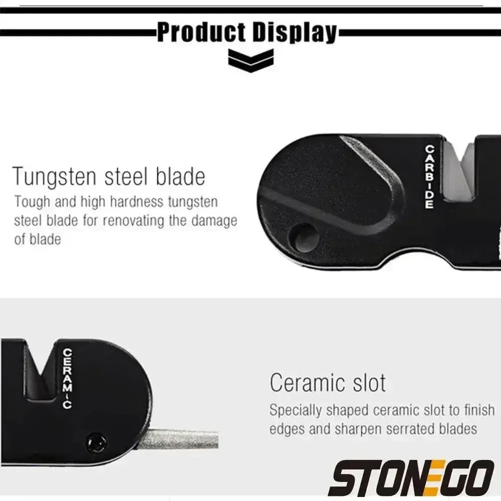 4-in-1 Folding Portable Knife Sharpener | Diamond, Ceramic & Carbide Stones for Outdoor & Kitchen Knives - 