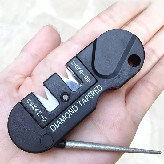 4-in-1 Folding Portable Knife Sharpener | Diamond, Ceramic & Carbide Stones for Outdoor & Kitchen Knives - 