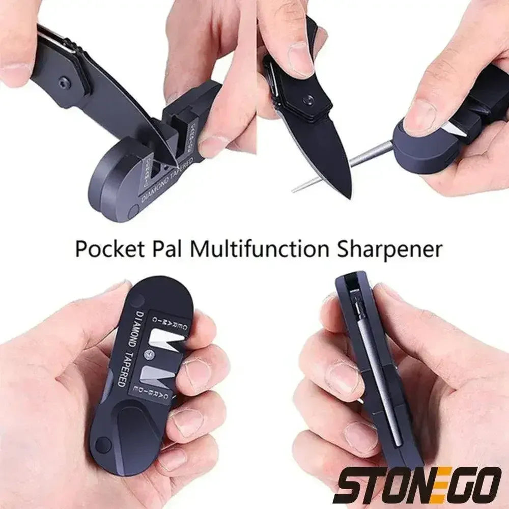 4-in-1 Folding Portable Knife Sharpener | Diamond, Ceramic & Carbide Stones for Outdoor & Kitchen Knives - 
