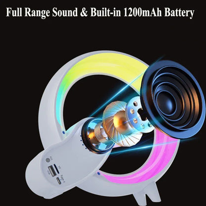4-in-1 Bluetooth Speaker & Alarm Clock RGB Night Light & Wireless Charger - 
