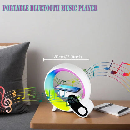 4-in-1 Bluetooth Speaker & Alarm Clock RGB Night Light & Wireless Charger - 