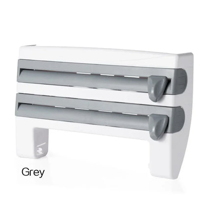 4-in-1 Wall-Mount Kitchen Organizer Paper Towel & Film Cutter Holder - Gray
