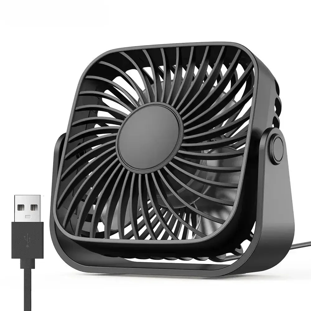 4-Inch USB Mini Portable Fan – 3 Speed Quiet Desk Table Fan with 360° Adjustable Stand for Camping, Home, and Office - Black