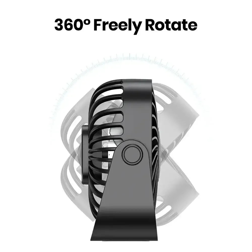 4-Inch USB Mini Portable Fan – 3 Speed Quiet Desk Table Fan with 360° Adjustable Stand for Camping, Home, and Office - Black