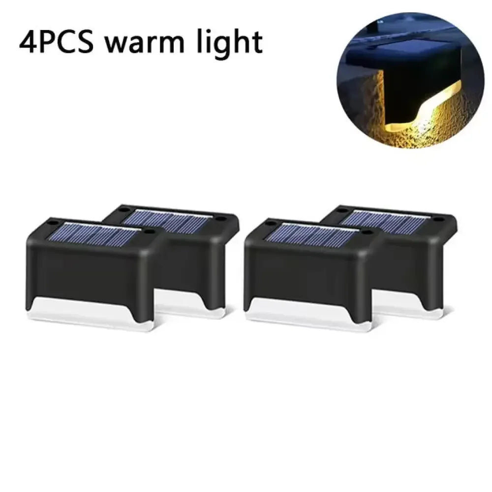 4-Pack Waterproof LED Solar Stair Lights - Brown Warm Light