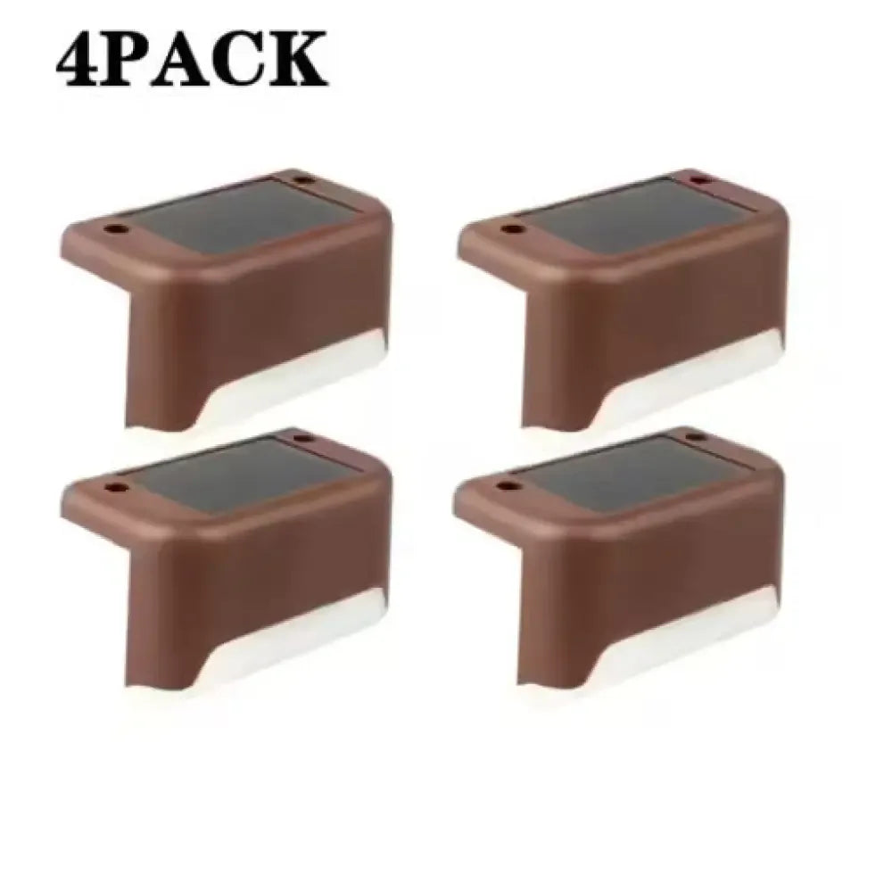 4-Pack Waterproof LED Solar Stair Lights - Brown Warm Light
