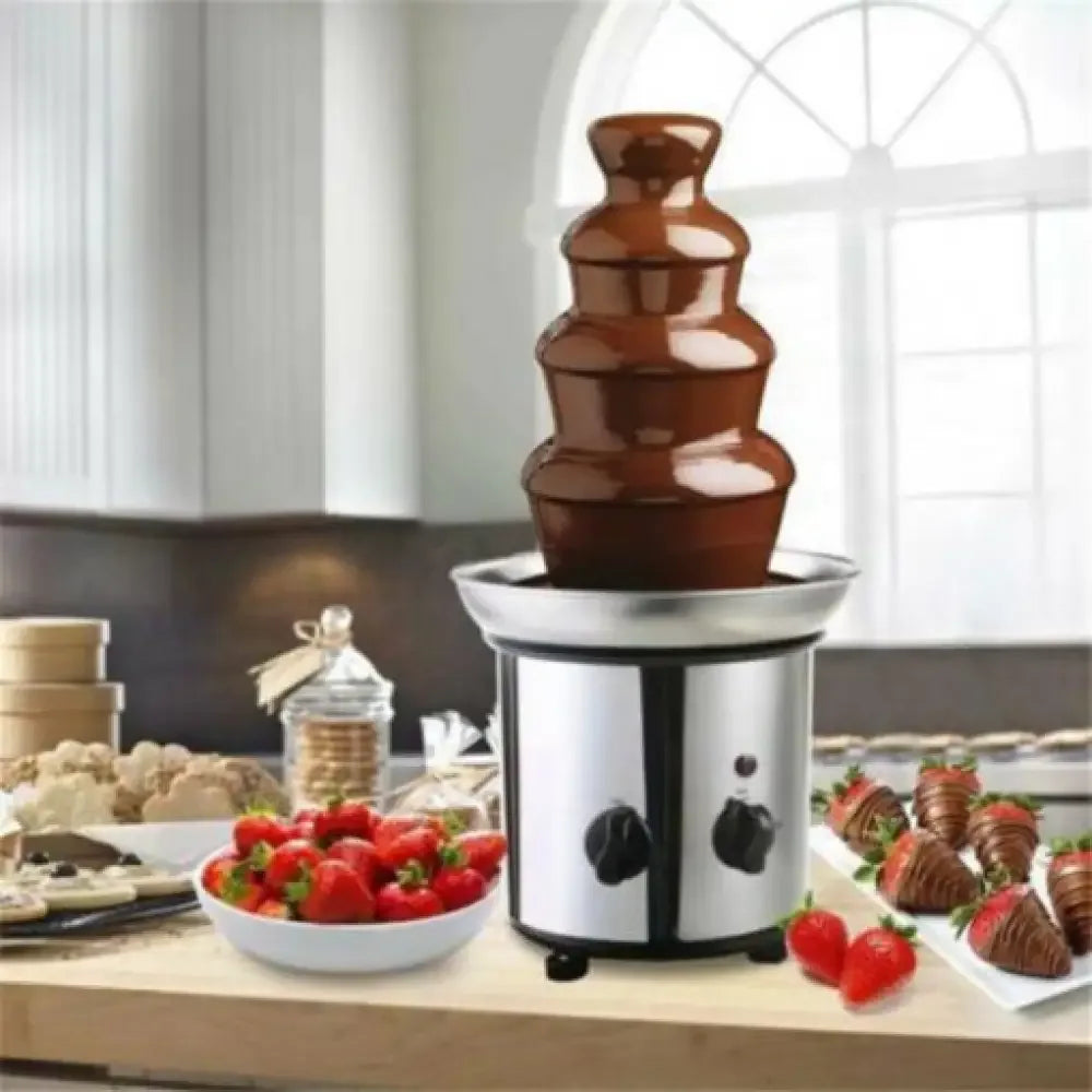 4 Tier Chocolate Fondue Fountain Stainless Steel Machine - 