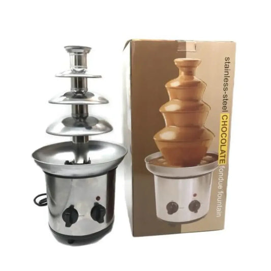 4 Tier Chocolate Fondue Fountain Stainless Steel Machine - 