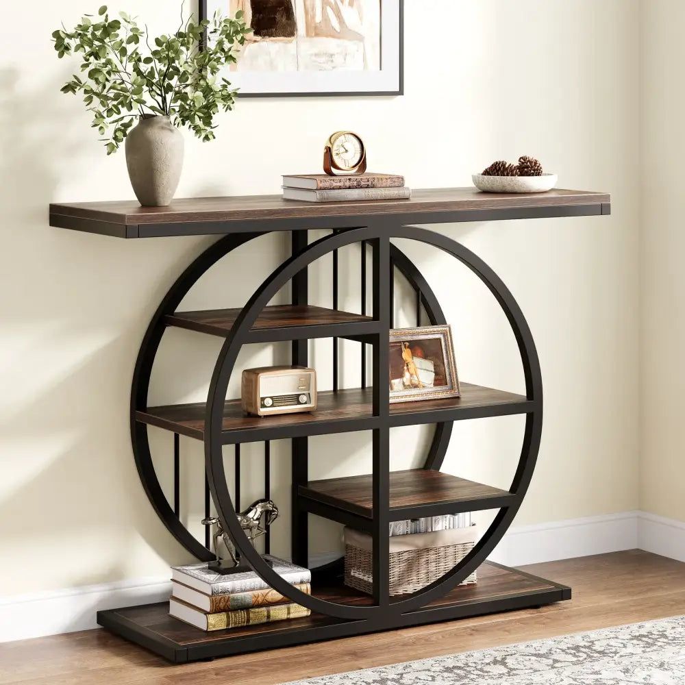 4-Tier Industrial Console Table