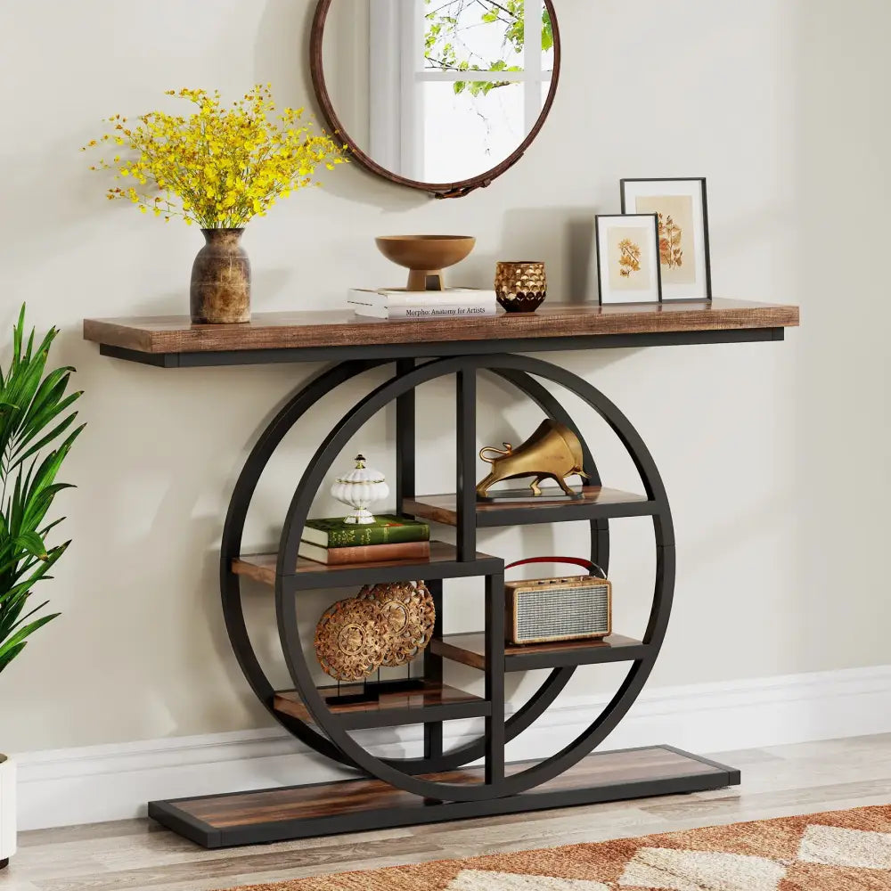 4-Tier Industrial Console Table