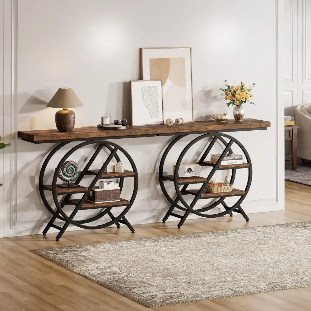 4-Tier Industrial Console Table