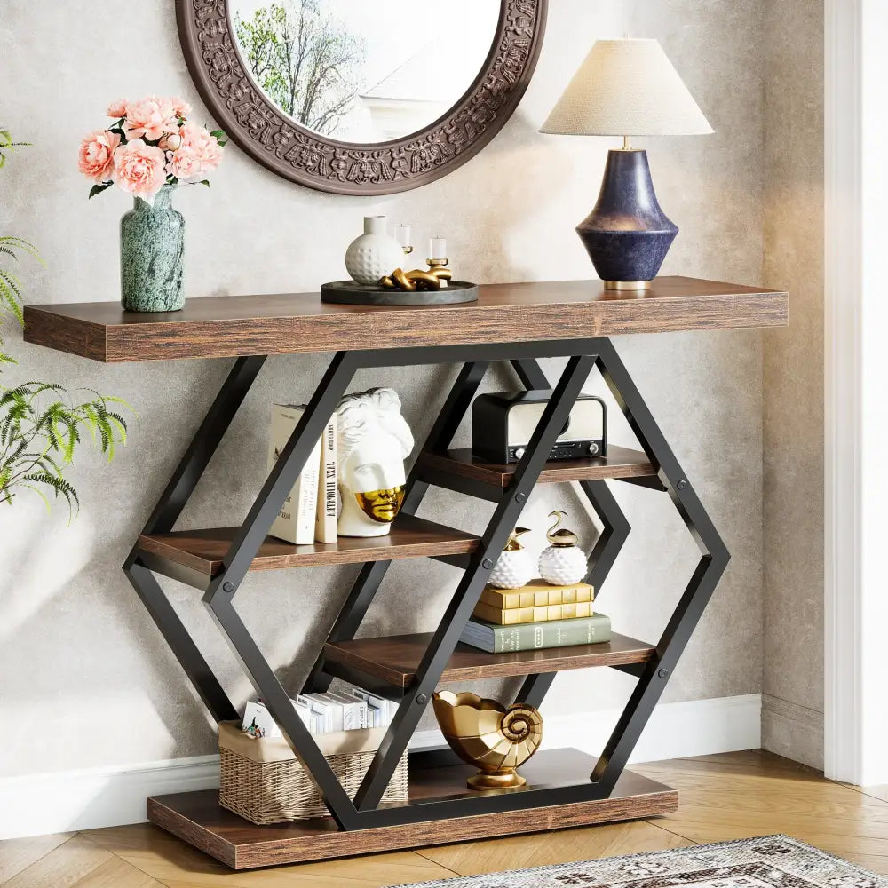 4-Tier Industrial Console Table