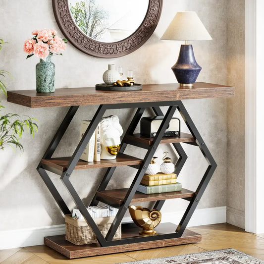 4-Tier Industrial Console Table