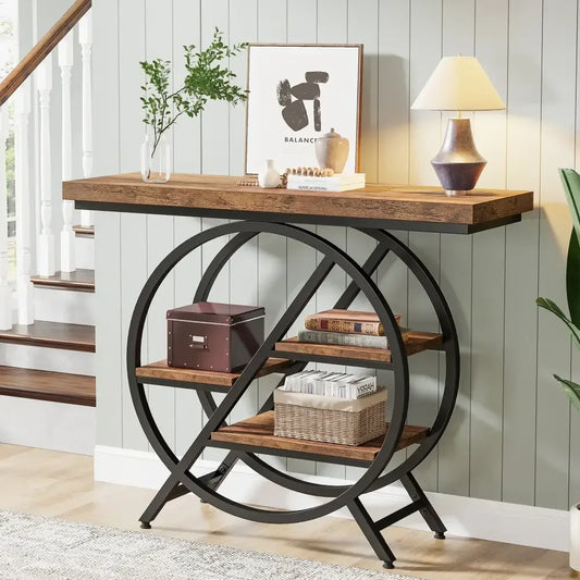 4-Tier Industrial Console Table - Brown 1