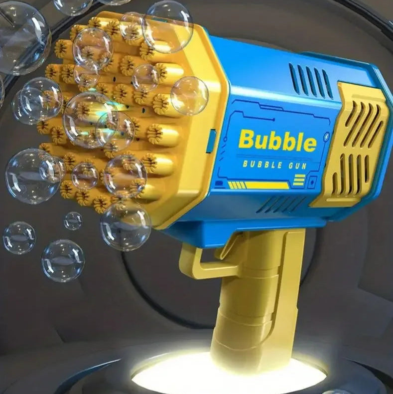 40-Hole Automatic Bubble Machine High-Output Outdoor Bubble Blower with Light - Blue